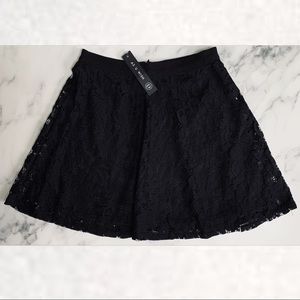 As U Wish Black Lace Overlay Circle Skirt NWT
